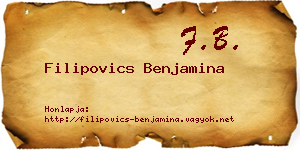 Filipovics Benjamina névjegykártya